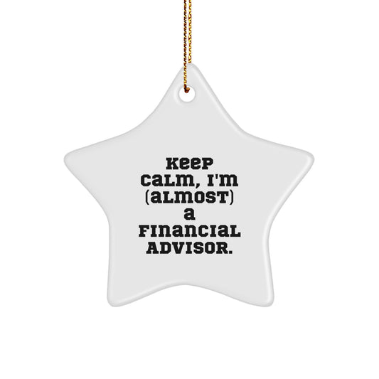 Keep Calm Financial Advisor Star Christmas Ornament for Happy Kids Gift - Image 1