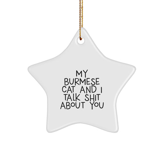 Burmese Cat Gifts for Friends, Funny Star Ornament with 'My Burmese Cat And I Talk Shit About You' Quote, Christmas Unique Gifts from Family - Image 1