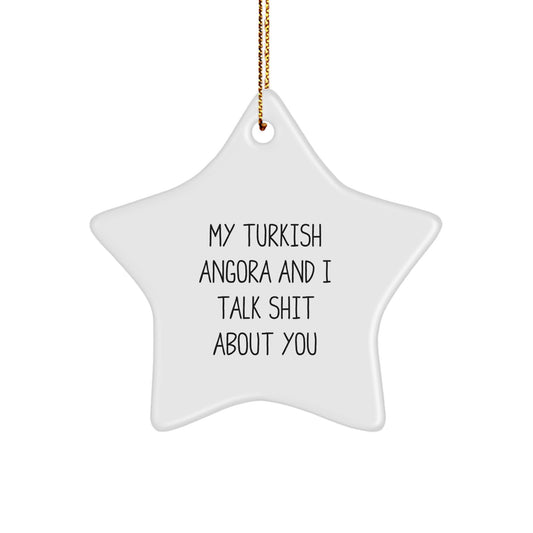 Funny Turkish Angora Cat Gifts for Men, Women, or Friends - My Turkish Angora And I Talk Shit About You Star Ornament for Christmas - Image 1