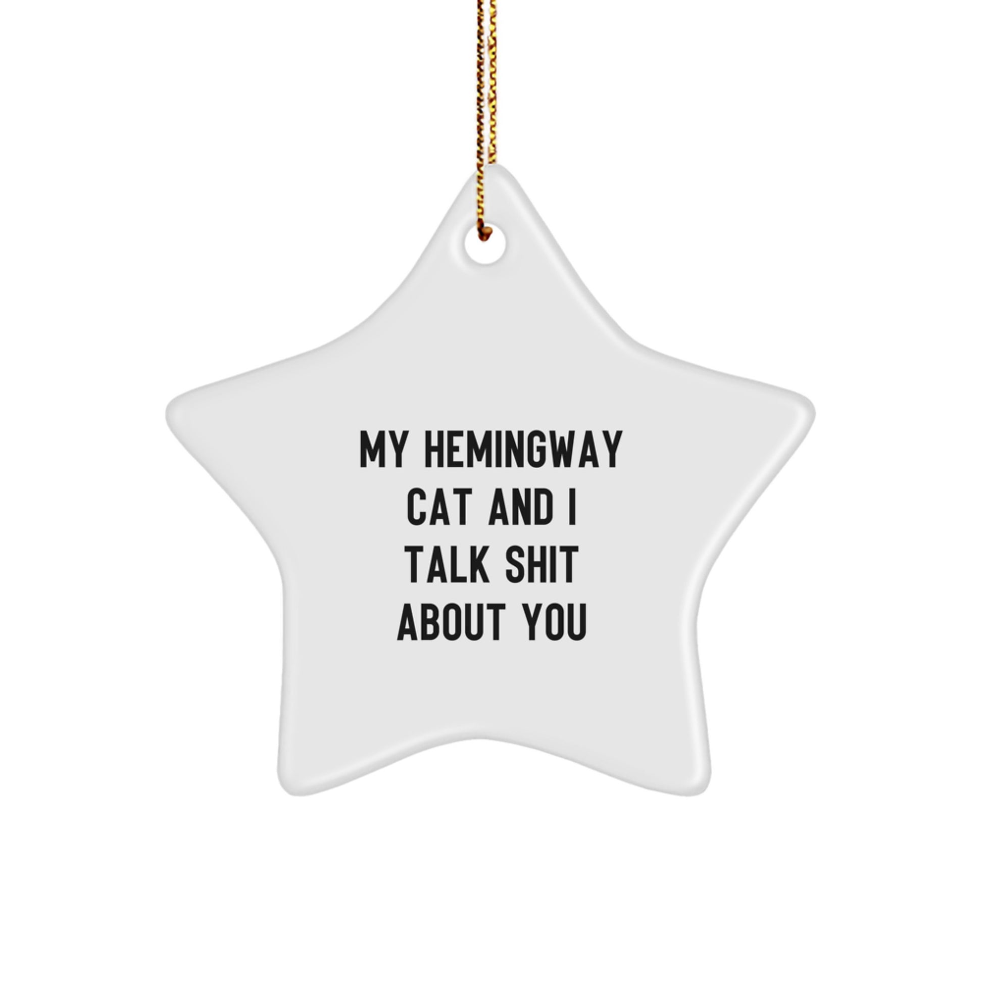 Hemingway Cat Star Ornament Funny Quotes Gifts for Men and Women Christmas Memorable Present - Image 1