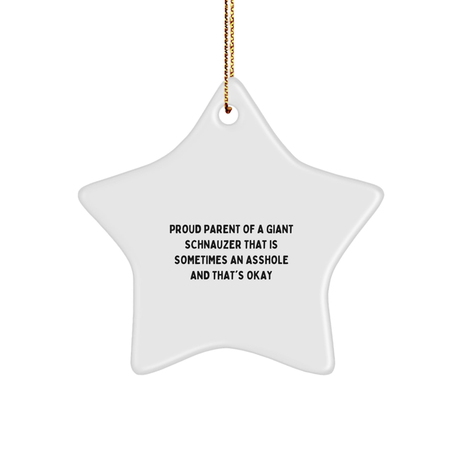 Giant Schnauzer Dog Star Ornament, Proud Parent Quote Funny Gifts from Friends for Men, White Star Shaped, Christmas Unique Gifts - Image 1
