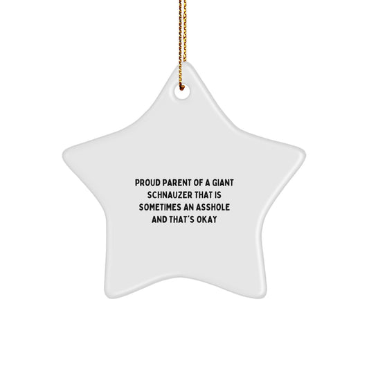 Giant Schnauzer Dog Star Ornament, Proud Parent Quote Funny Gifts from Friends for Men, White Star Shaped, Christmas Unique Gifts - Image 1