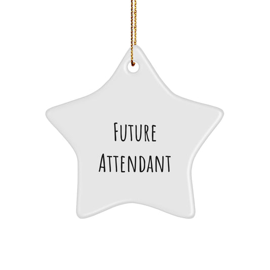 Funny Future Attendant Star Ornament Gifts from Friends, Perfect for Attendant Christmas Decorations, White Star Shaped with Inspirational Quote - Image 1