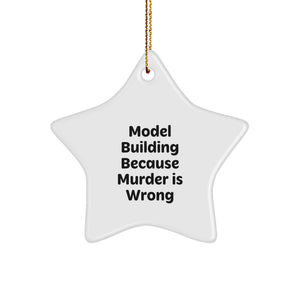 Funny Model Building Star Ornament Gifts from Friends to Family, Unique Christmas Decorations for Model Building Enthusiasts, Star Shaped MDF Decor - Image 1