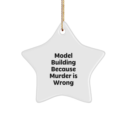Funny Model Building Star Ornament Gifts from Friends to Family, Unique Christmas Decorations for Model Building Enthusiasts, Star Shaped MDF Decor - Image 1