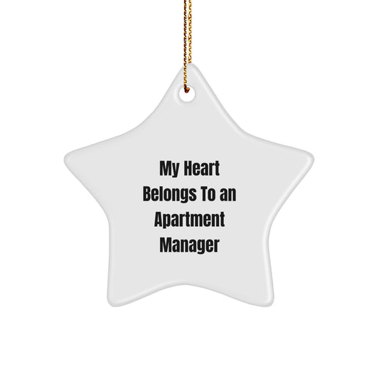 Funny Apartment Manager Gifts for Men - My Heart Belongs To An Apartment Manager Star Ornament, Unique Christmas Memorable Present, Gifts from Friends - Image 1