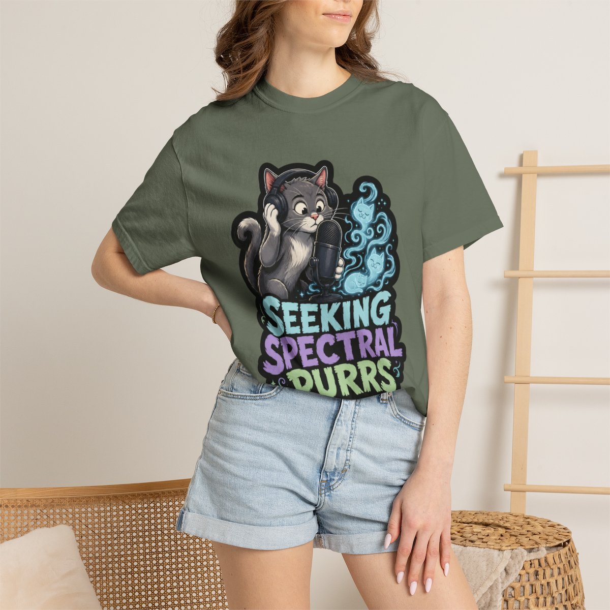 Seeking Spectral Purrs Halloween T-Shirt