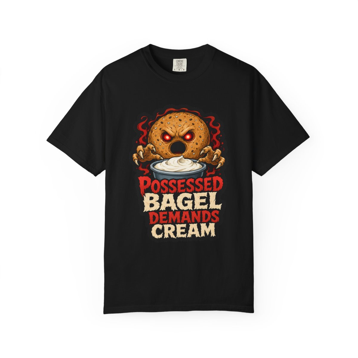 Possessed Bagel Demands Cream Halloween T-Shirt