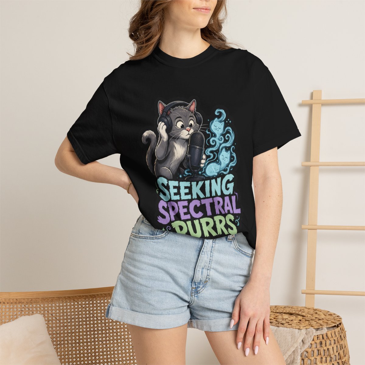 Seeking Spectral Purrs Halloween T-Shirt