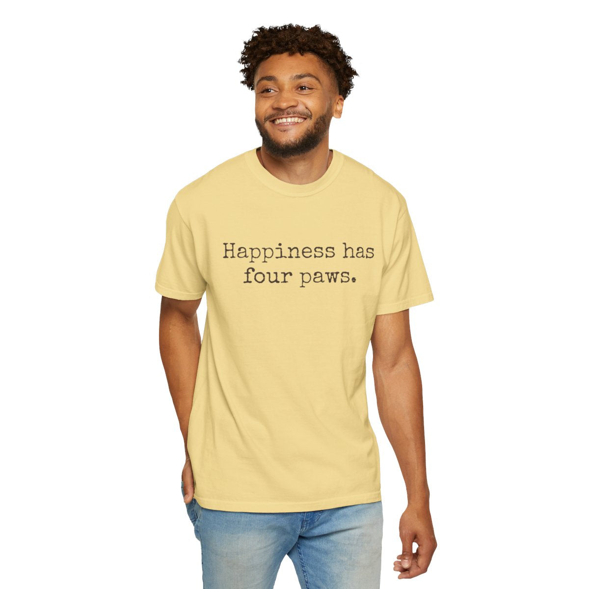 DLT-004 Happiness Has Four Paws Comfort Colors® Dog Lover T-Shirt