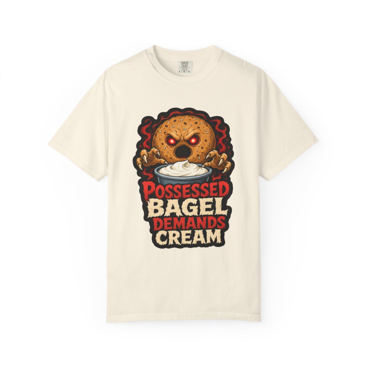 Possessed Bagel Demands Cream Halloween T-Shirt