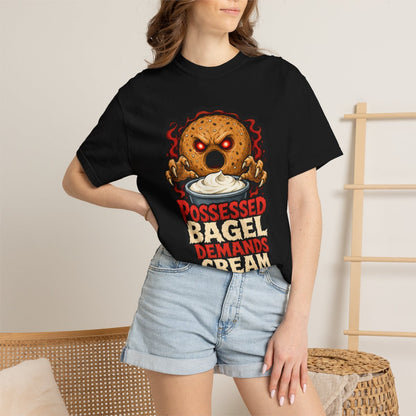 Possessed Bagel Demands Cream Halloween T-Shirt
