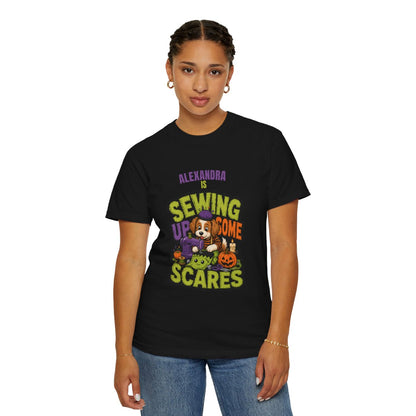 Personalized Sewing Up Some Scares Halloween T-Shirt