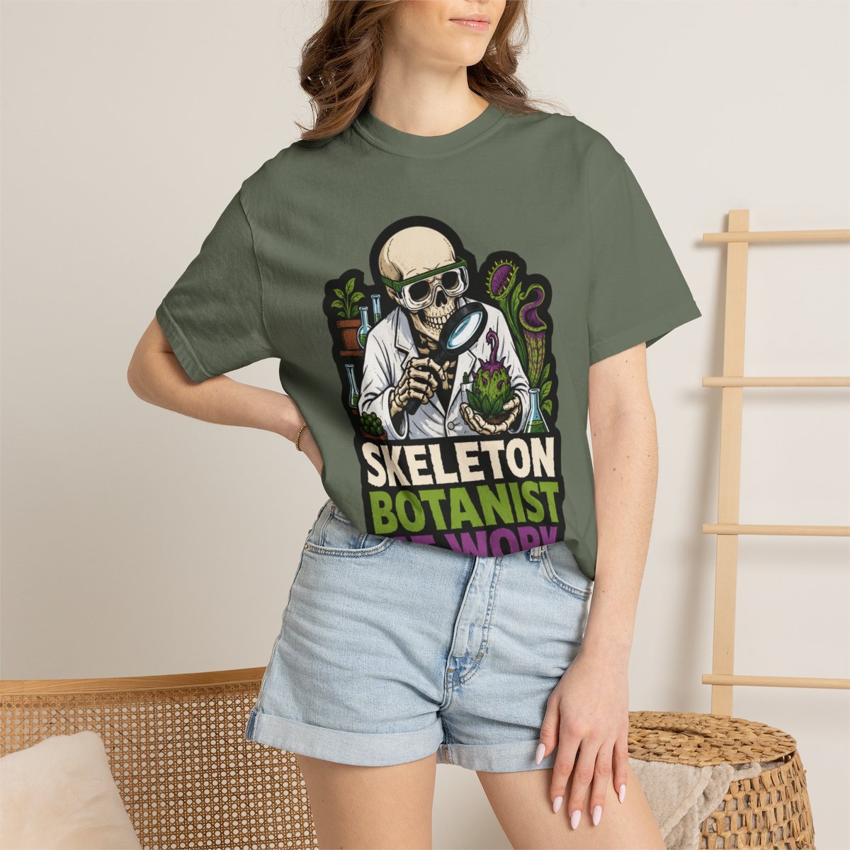 Skeleton Botanist at Work Halloween T-Shirt