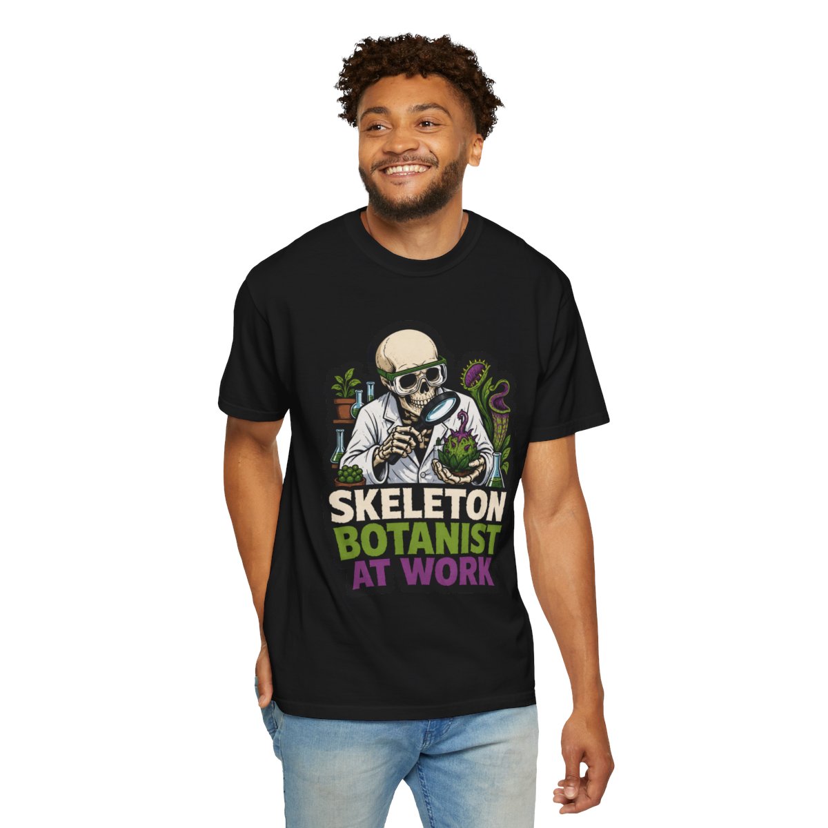 Skeleton Botanist at Work Halloween T-Shirt