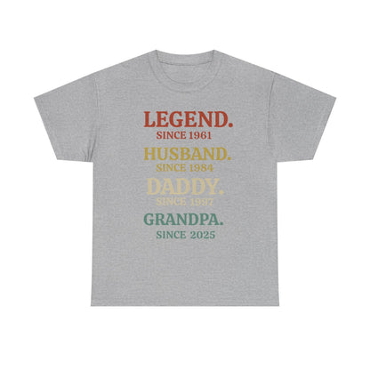 🌟 Custom “Legend, Husband, Daddy, Grandpa” Milestone T-Shirt – Personalized Just for Him! 🌟