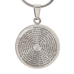 Shakespeare Sonnet - Shall I compare thee to a summer's day - Lover's Pendant Necklace - High-quality Steel