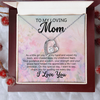 Mom Gift Necklace Message - White Gold or Yellow Gold Finish - To My Loving Mom - Gift from Daughter - Mother's Day - Mom's Birthday - Christmas Gift for Mom - Grandparent's Day