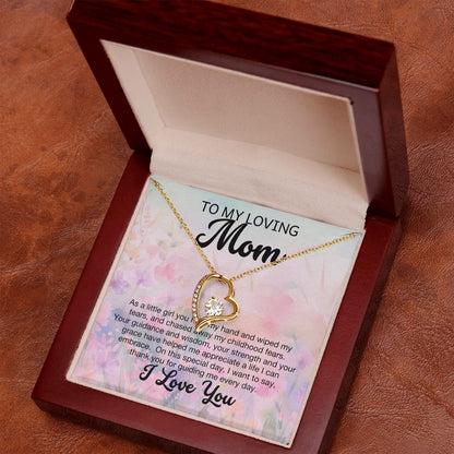 Mom Gift Necklace Message - White Gold or Yellow Gold Finish - To My Loving Mom - Gift from Daughter - Mother's Day - Mom's Birthday - Christmas Gift for Mom - Grandparent's Day