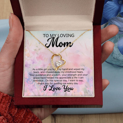 Mom Gift Necklace Message - White Gold or Yellow Gold Finish - To My Loving Mom - Gift from Daughter - Mother's Day - Mom's Birthday - Christmas Gift for Mom - Grandparent's Day