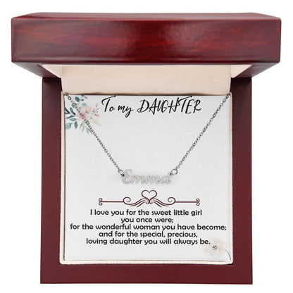 Personalized Name Necklace for Daughter, Daughter Gift Jewelry, Daughter 18th Birthday, Daughter Coming of Age Gift, Customizable Name Necklace for Daughter, Daughter Gift from Mom, Daughter Gift from Dad