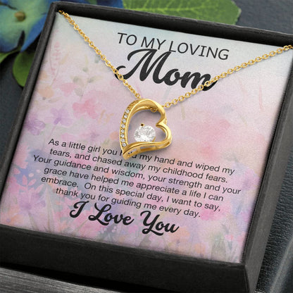 Mom Gift Necklace Message - White Gold or Yellow Gold Finish - To My Loving Mom - Gift from Daughter - Mother's Day - Mom's Birthday - Christmas Gift for Mom - Grandparent's Day