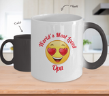 Opa Gift Coffee Mug - Color Changing Ceramic - 11  oz - Grandparent's Day - Father's Day - World's Most Loved - Heart Eyes Emoticon - The VIP Emporium