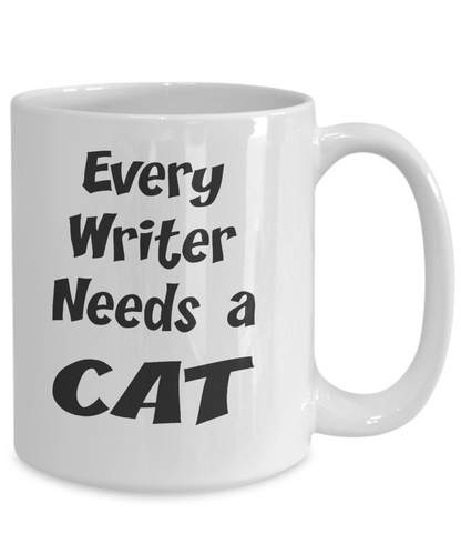 Writer Gift - Cat Lover Mug - Every Writer Needs a Cat - The VIP Emporium