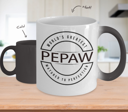 World's Greatest Pepaw Gift Mug - Matured to Perfection - Color-Changing Ceramic Cup - Father's Day, Grandparent's Day, Birthday Gift - The VIP Emporium