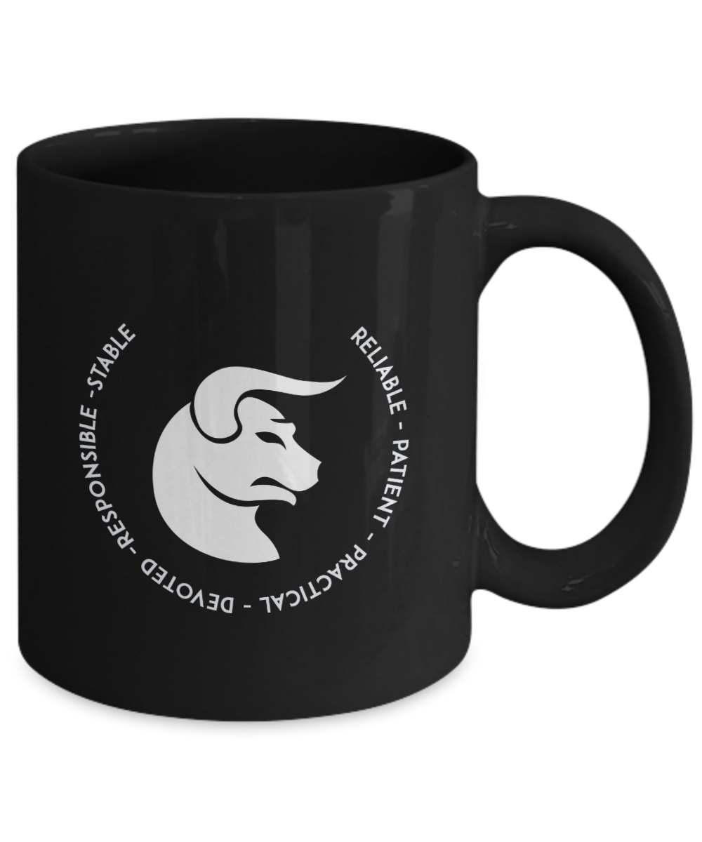 Taurus Black Coffee Mug - Gift for Taurean - Birthday - Christmas - Horoscope - Zodiac symbol - Astrology - The VIP Emporium