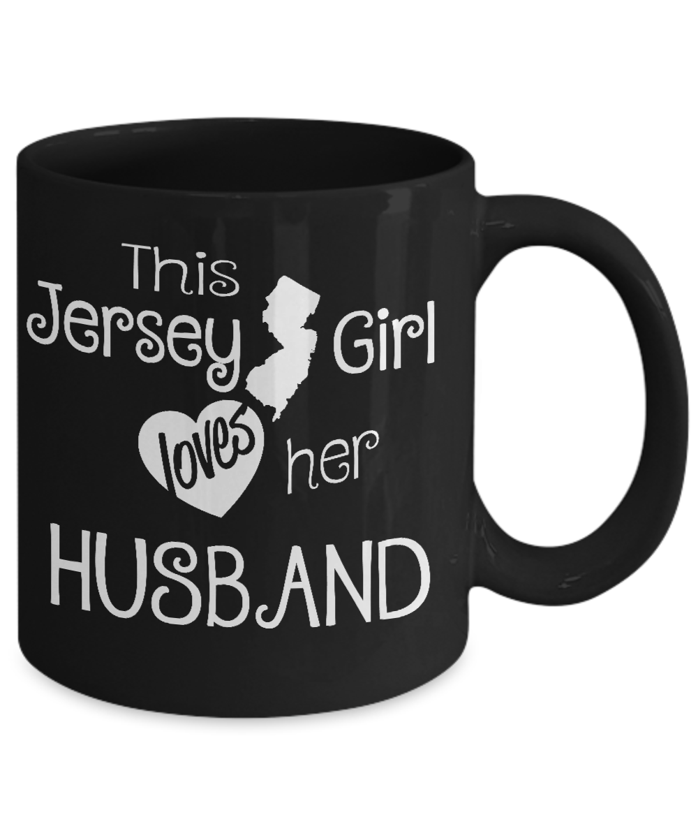 Jersey Husband Gift Mug - This Jersey Girl Loves Her Husband - 11oz Ceramic - The VIP Emporium