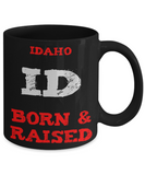 Idaho Gift Coffee Mug - Idaho Born and Raised - 11oz Ceramic, Printed in USA - The VIP Emporium