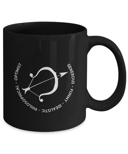 Saggitarius Black Coffee Mug - Gift for Saggitarian - Birthday - Christmas - Horoscope - Zodiac symbol - Astrology - The VIP Emporium