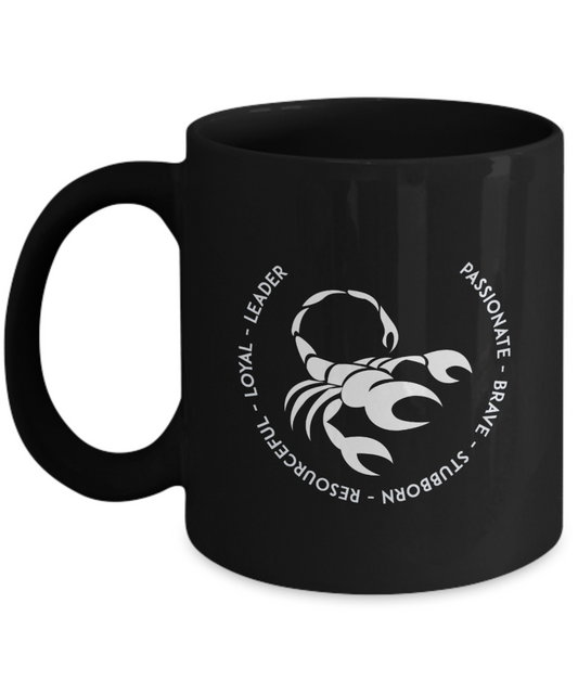 Scorpio Black Coffee Mug - Gift for Scorpio Star Sign - Birthday - Christmas - Horoscope - Zodiac symbol - Astrology - The VIP Emporium