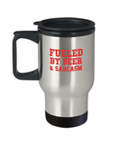 Fueled by Beer and Sarcasm Travel Mug - The VIP Emporium