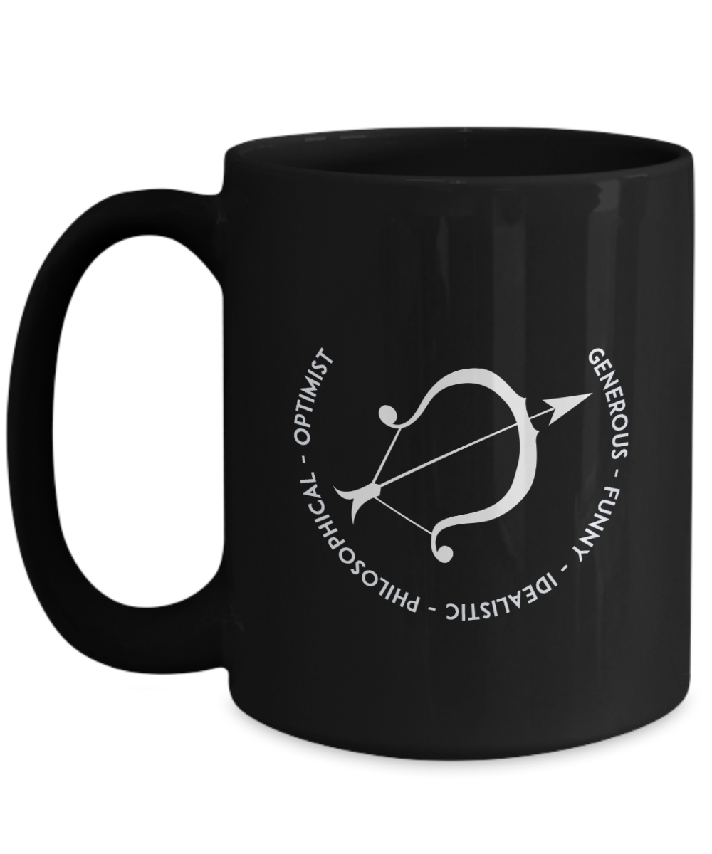 Saggitarius Black Coffee Mug - Gift for Saggitarian - Birthday - Christmas - Horoscope - Zodiac symbol - Astrology - The VIP Emporium