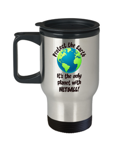 Netball Gift Travel Mug - Protect the Earth - The VIP Emporium