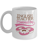 English Teacher Powered by Donuts Mug - The VIP Emporium