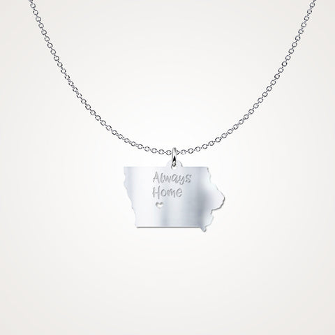 Iowa Always Home - Sterling Silver Necklace - Gift Idea - The VIP Emporium