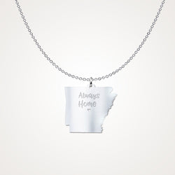 Arkansas Always Home - Solid Sterling Silver Gift Necklace - The VIP Emporium