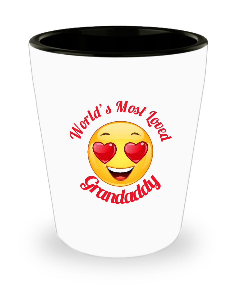 Grandaddy Gift Shot Glass -  Ceramic -  - Grandparent's Day - Father's Day - World's Most Loved - Heart Eyes Emoticon - The VIP Emporium