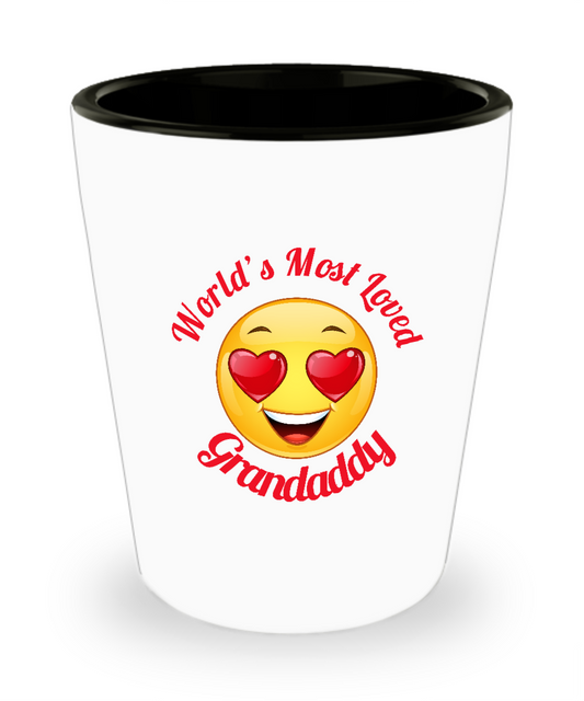 Grandaddy Gift Shot Glass -  Ceramic -  - Grandparent's Day - Father's Day - World's Most Loved - Heart Eyes Emoticon - The VIP Emporium