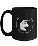 Taurus Black Coffee Mug - Gift for Taurean - Birthday - Christmas - Horoscope - Zodiac symbol - Astrology - The VIP Emporium