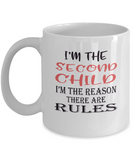 Sibling Mugs - Second Child - The Reason There Are Rules - Ceramic Gift Mug - The VIP Emporium