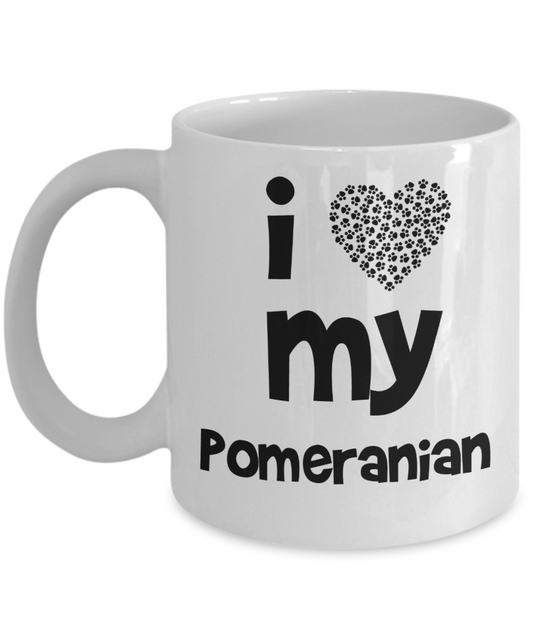 I Love My Pomeranian Gift Mug - Ideal gift for Pomeranian Mom or Dad - 11oz Quality Ceramic, Printed in USA - The VIP Emporium