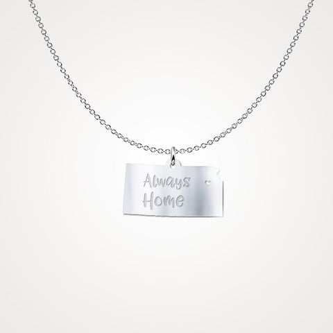 Kansas Always Home Solid Sterling Silver Necklace - Gift Idea - The VIP Emporium