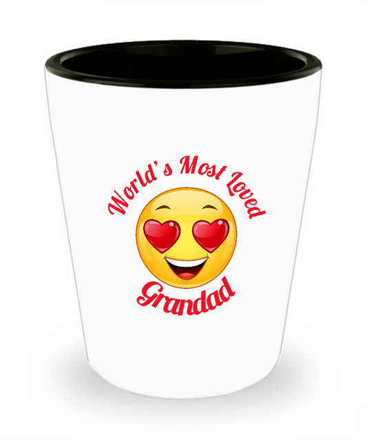 Grandad Gift Shot Glass -  Ceramic -  - Grandparent's Day - Father's Day - World's Most Loved - Heart Eyes Emoticon - The VIP Emporium