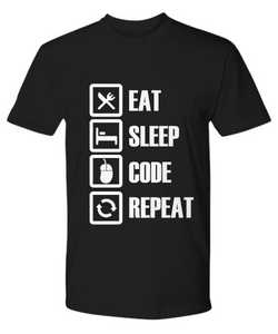 Eat, Sleep, CODE, Repeat shirt - The VIP Emporium