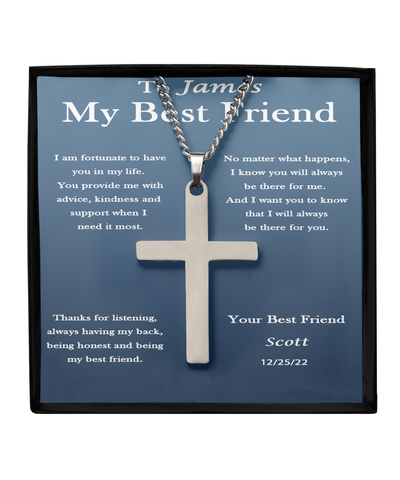Best Friend Personalized Gift, Gift for Male Friend, Cross Pendant