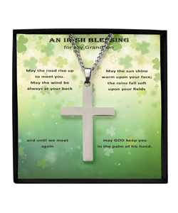 Irish Blessing Grandson Gift Cross Necklace - St Patrick's Day